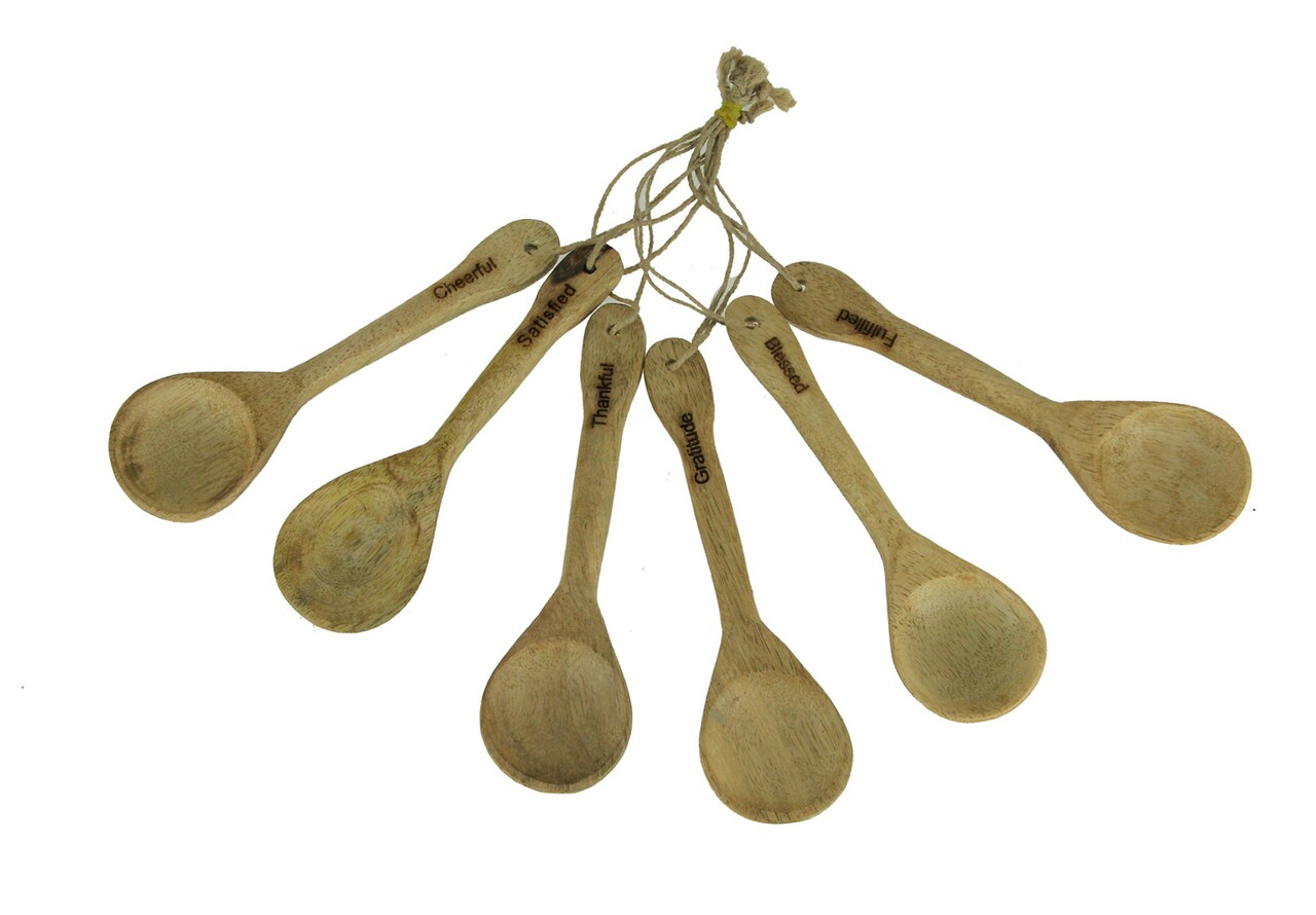 Engraved Wooden Spoons Inspirational Words Kitchen Utensil Decor Set of 6 Small